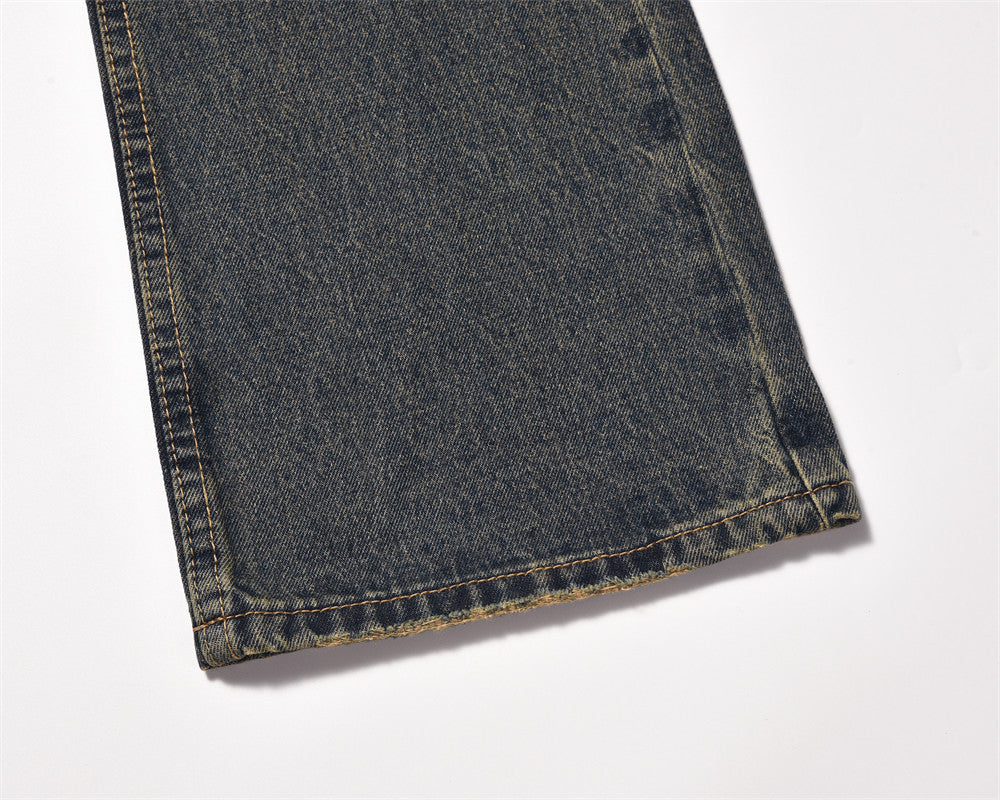 Yellow Washed Wide-Leg Straight Jeans PinkLimes Trending Streetwear