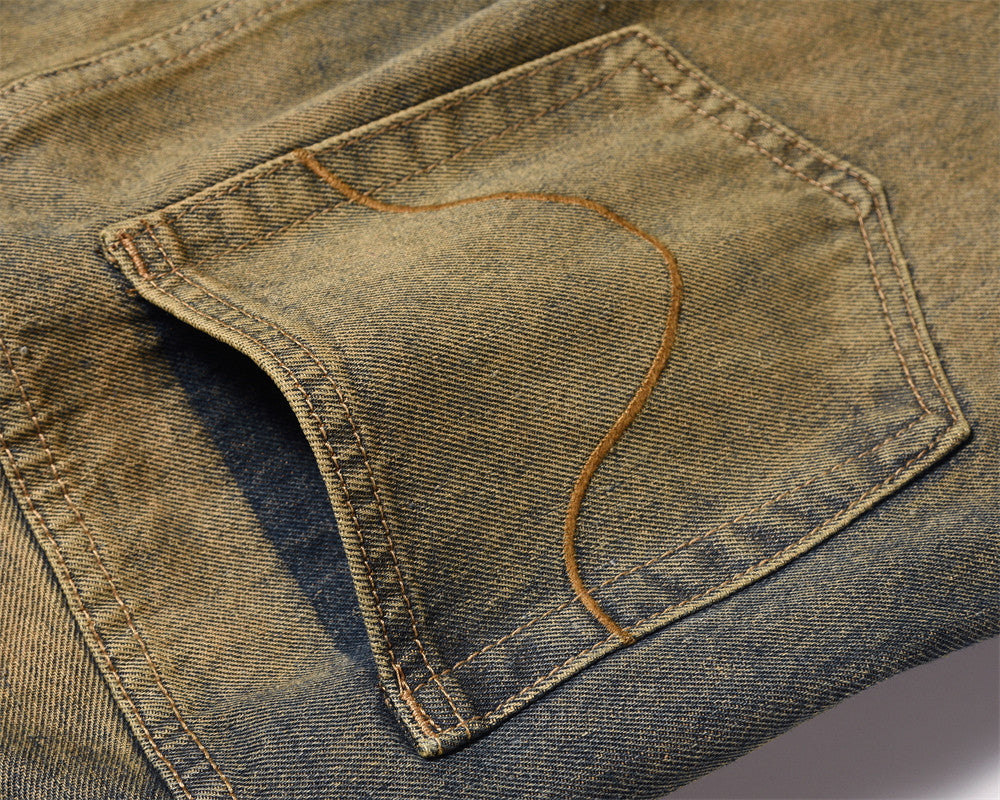 Yellow Washed Wide-Leg Straight Jeans PinkLimes Trending Streetwear