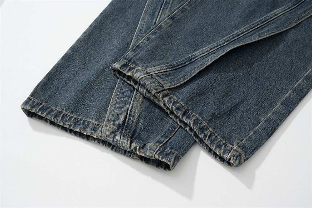 Washed Split Stitch Wide-Leg Jeans PinkLimes Trending Streetwear