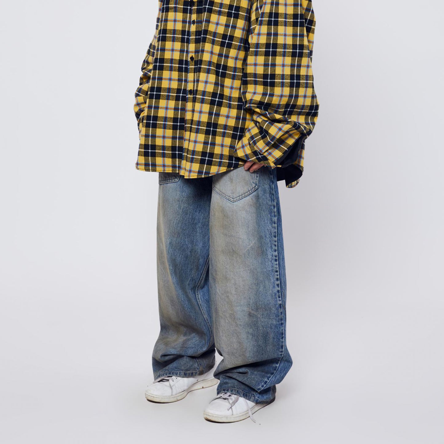 Men's Wear Women's Urban Men's And Women's Same-style Washed Trousers Trendy Front And Back Reverse Profile Blue Denim PinkLimes Trending Streetwear