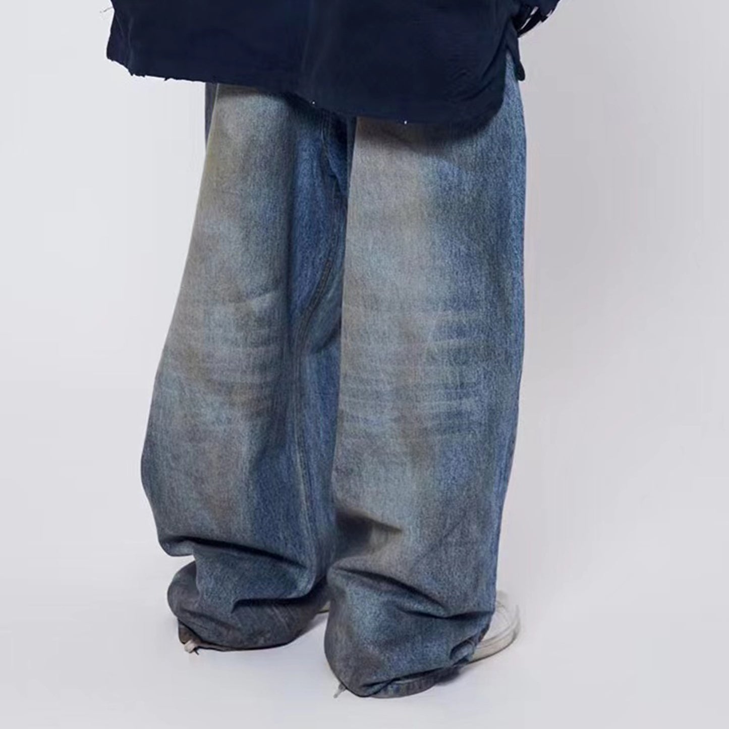 Men's Wear Women's Urban Men's And Women's Same-style Washed Trousers Trendy Front And Back Reverse Profile Blue Denim PinkLimes Trending Streetwear