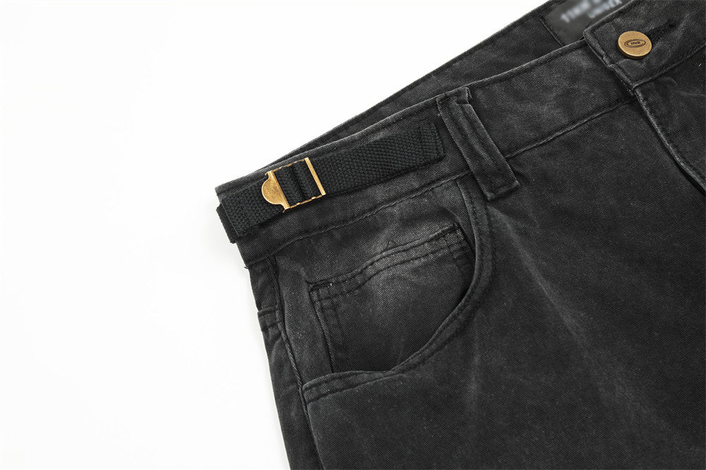 Multi-Pocket Crane Tactical Denim Pants PinkLimes Trending Streetwear