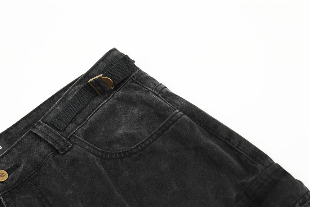 Multi-Pocket Crane Tactical Denim Pants PinkLimes Trending Streetwear