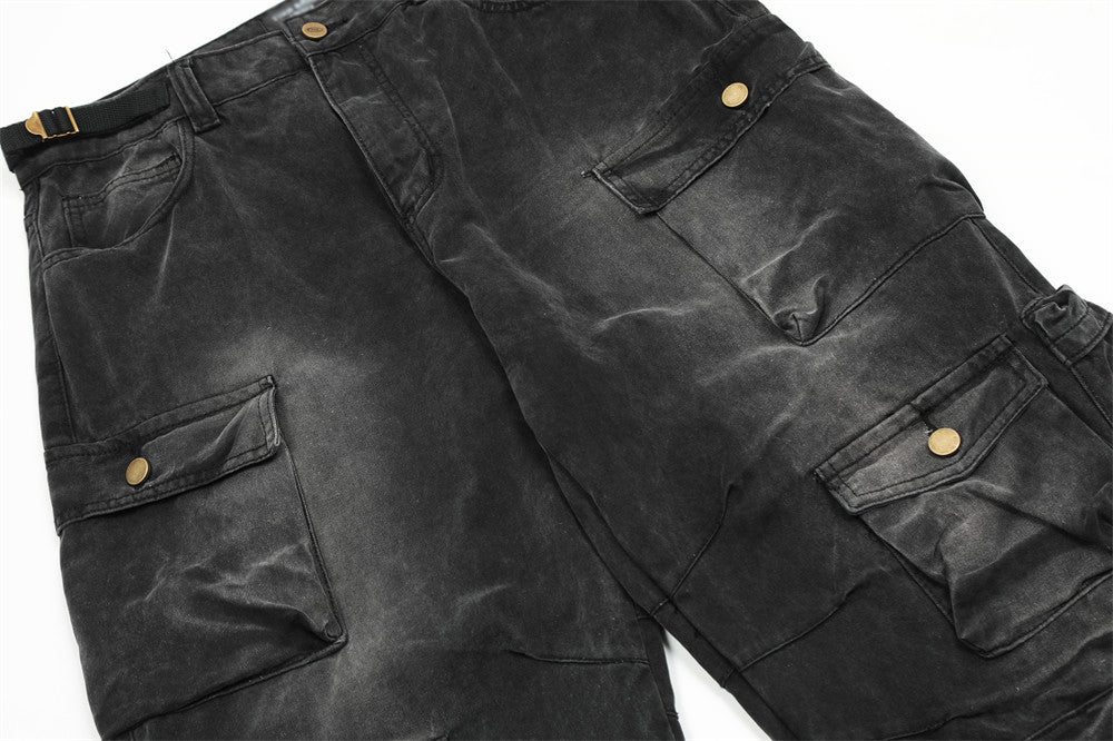 Multi-Pocket Crane Tactical Denim Pants PinkLimes Trending Streetwear