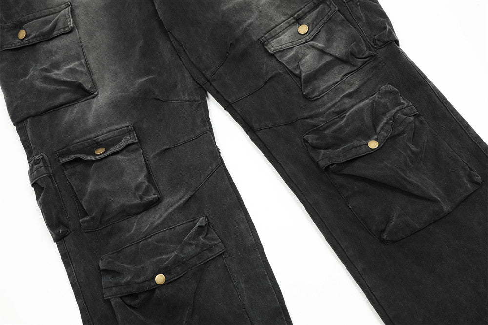 Multi-Pocket Crane Tactical Denim Pants PinkLimes Trending Streetwear