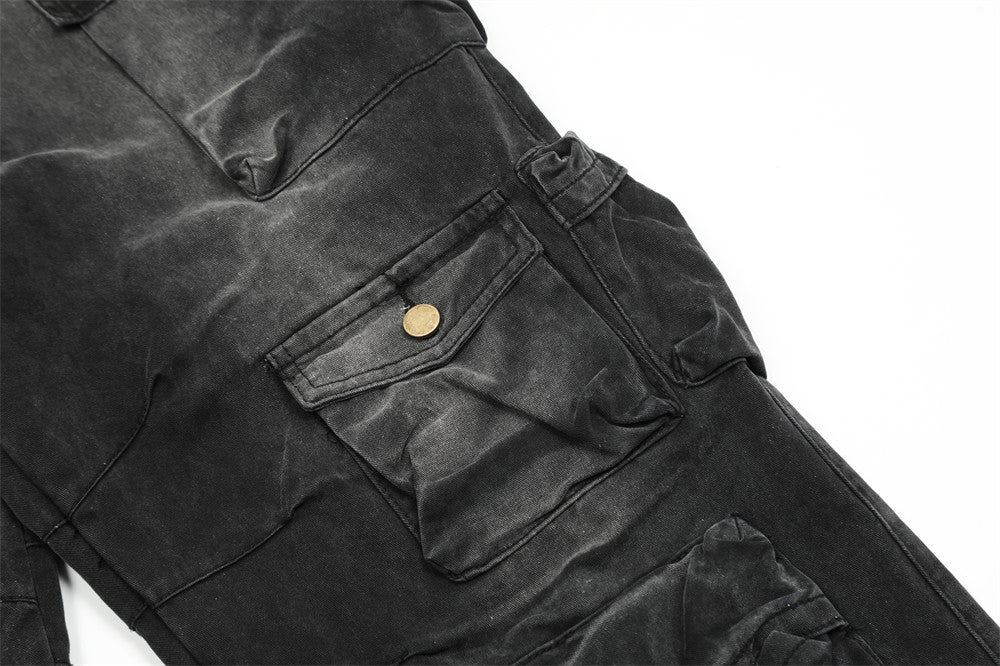 Multi-Pocket Crane Tactical Denim Pants PinkLimes Trending Streetwear