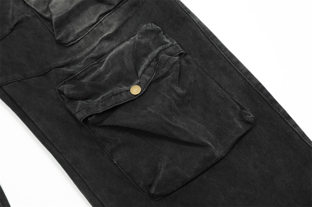 Multi-Pocket Crane Tactical Denim Pants PinkLimes Trending Streetwear