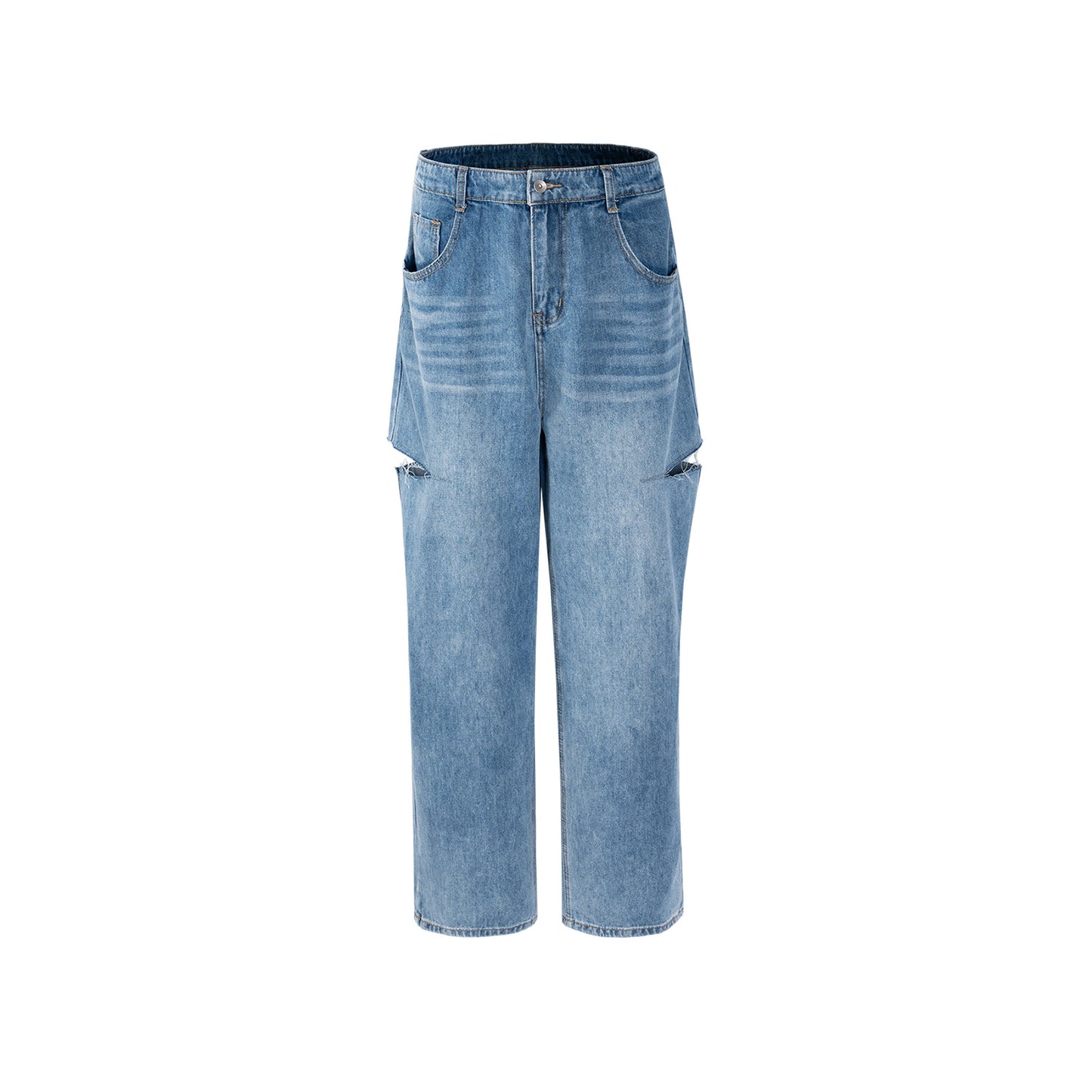 Side Ripped Loose Jeans Blue PinkLimes Trending Streetwear