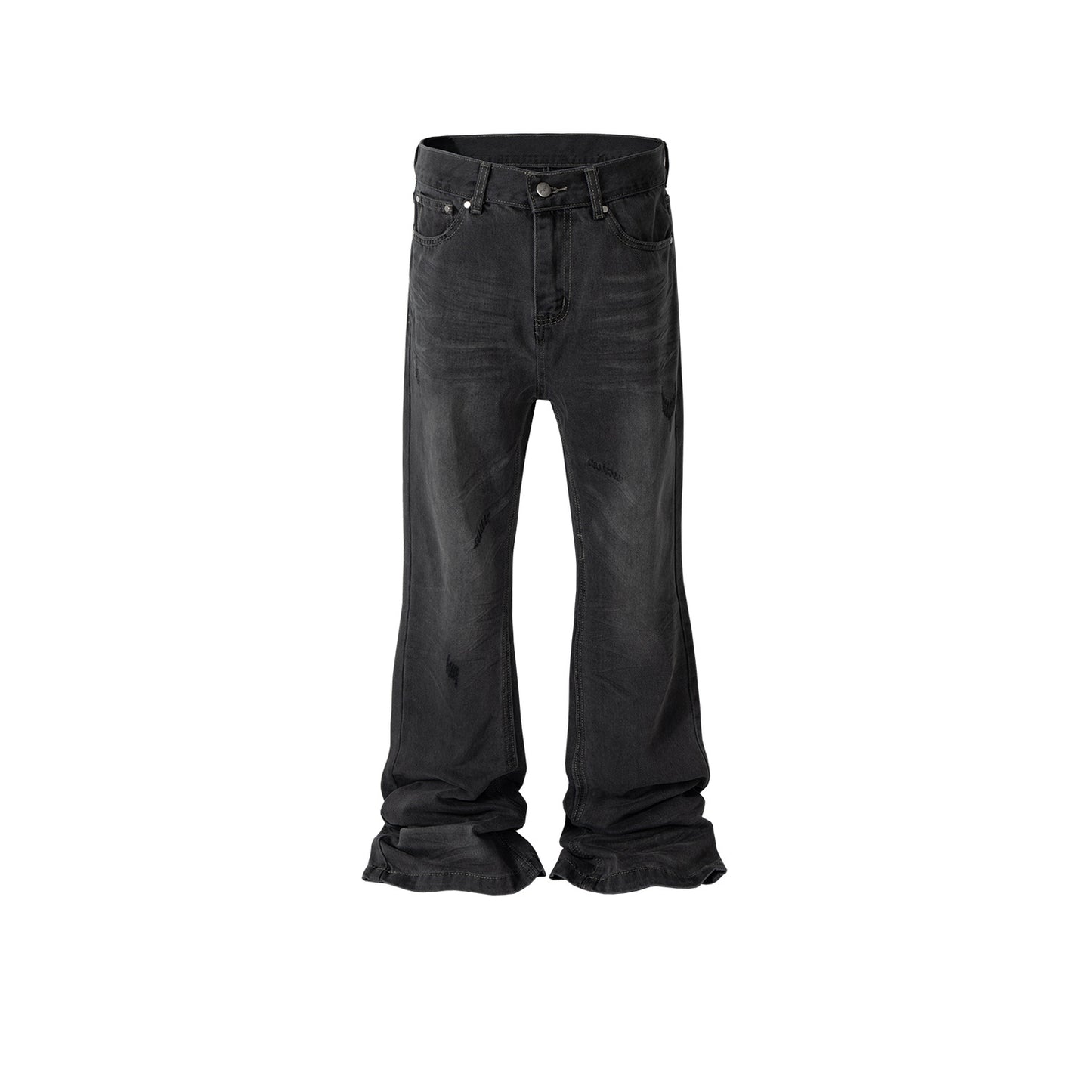 Crumpled Micro-Flare Jeans Black PinkLimes Trending Streetwear