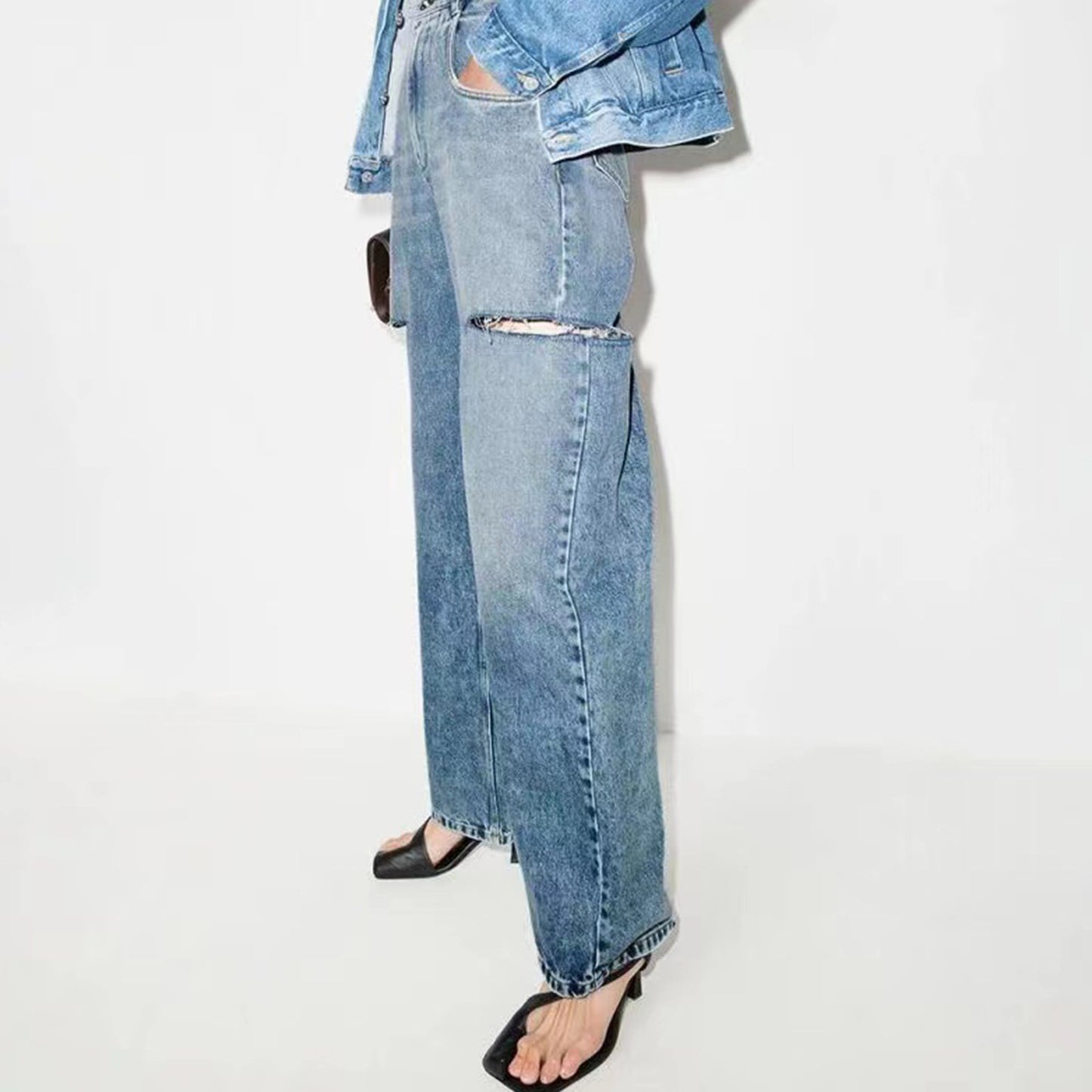 Side Ripped Loose Jeans PinkLimes Trending Streetwear