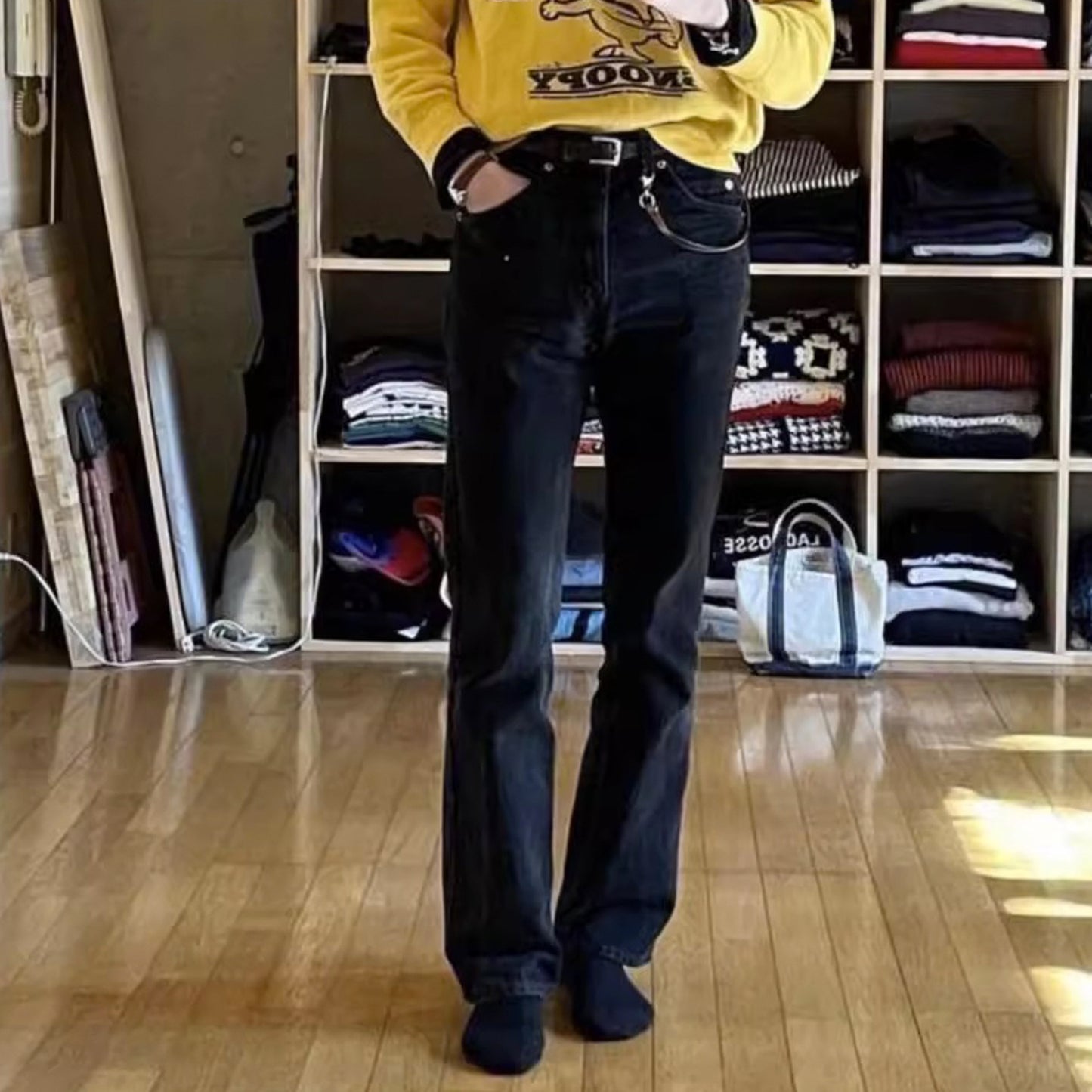 Black 517 Style Micro-Flare Jeans PinkLimes Trending Streetwear