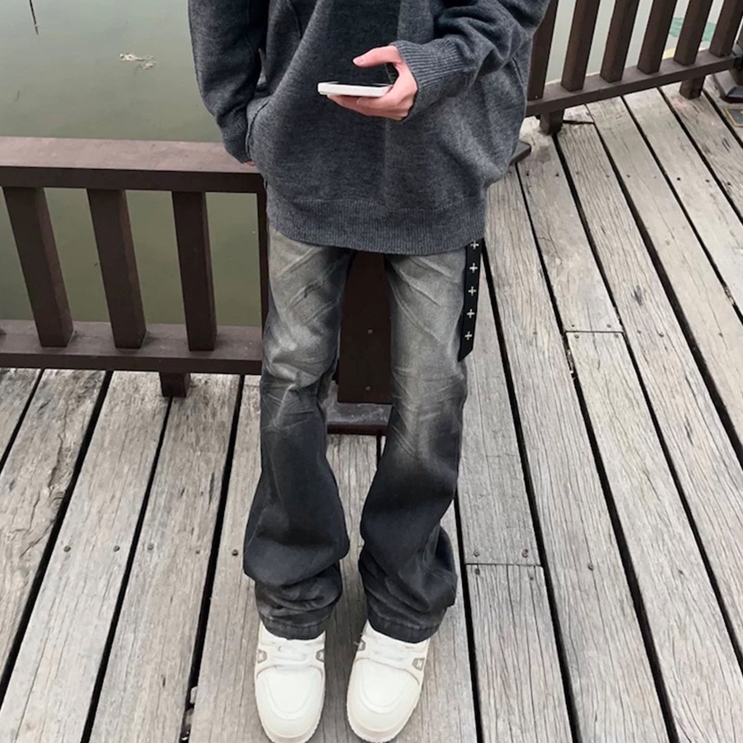 Crumpled Micro-Flare Jeans PinkLimes Trending Streetwear