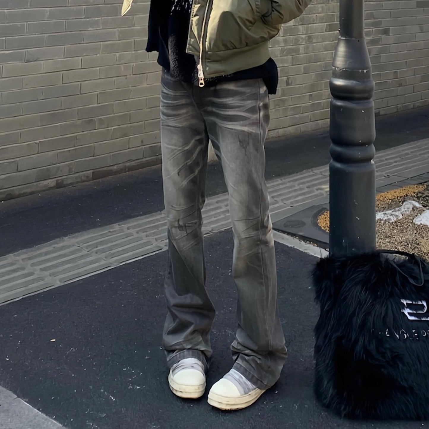 Crumpled Micro-Flare Jeans PinkLimes Trending Streetwear