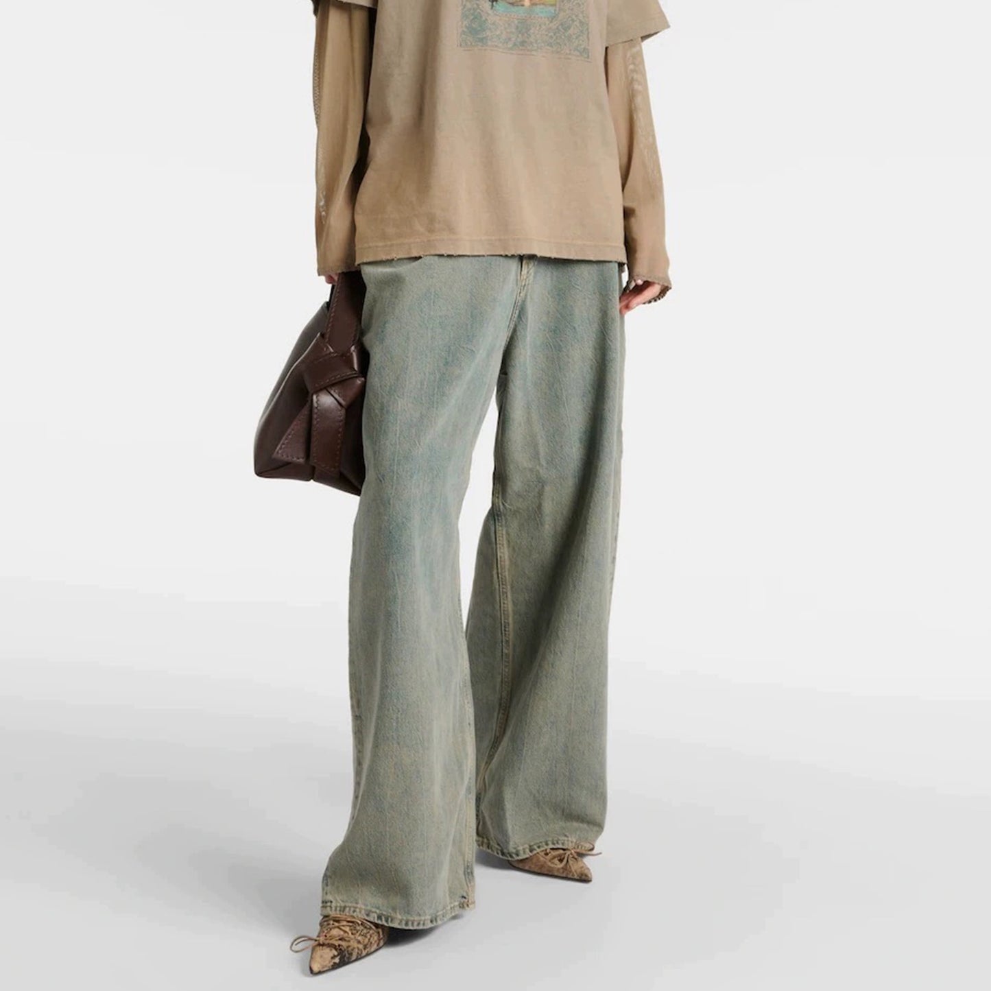 Neutral Washed Faded Straight Denim Pants PinkLimes Trending Streetwear