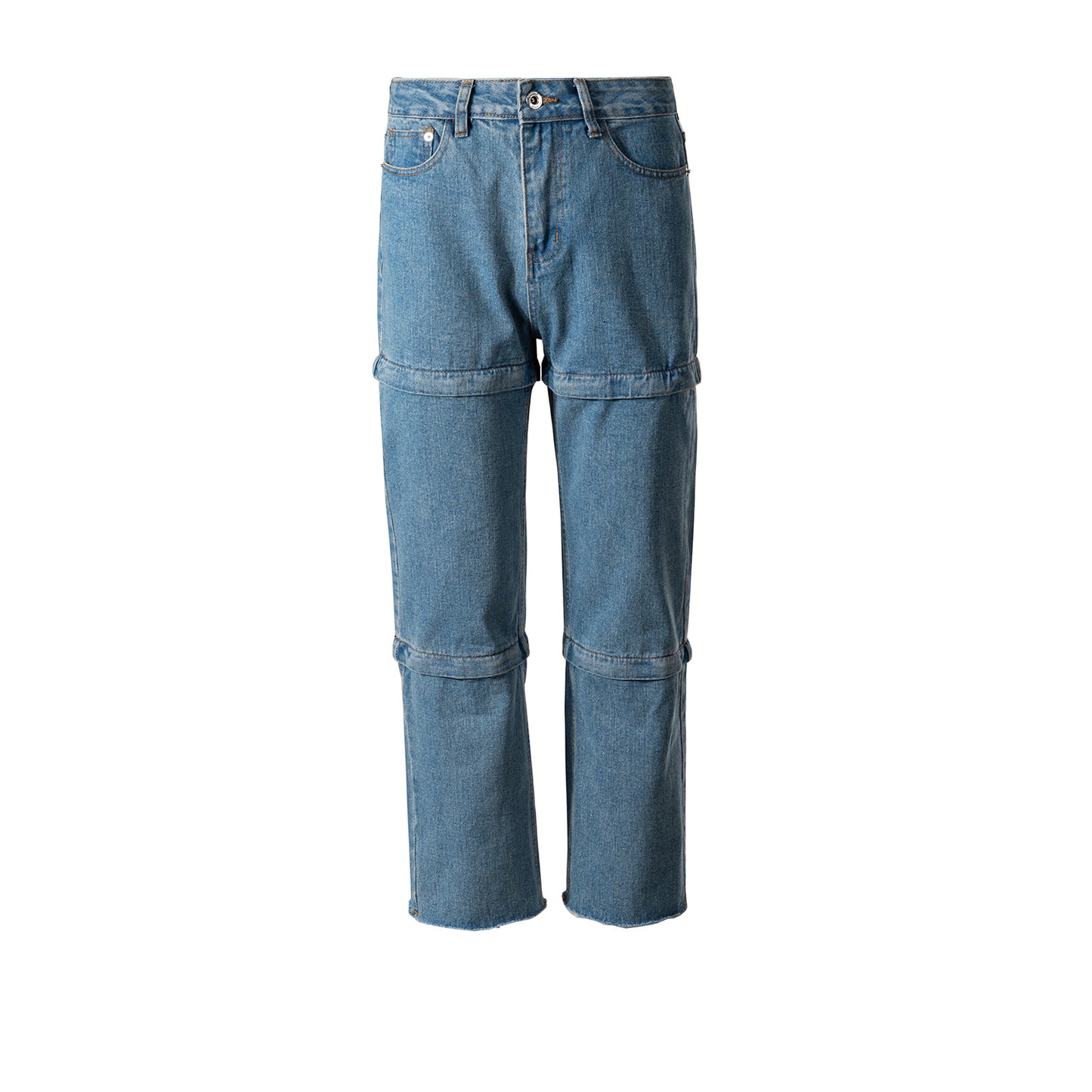 Three-Segment Detachable Zipper Jeans Blue PinkLimes Trending Streetwear