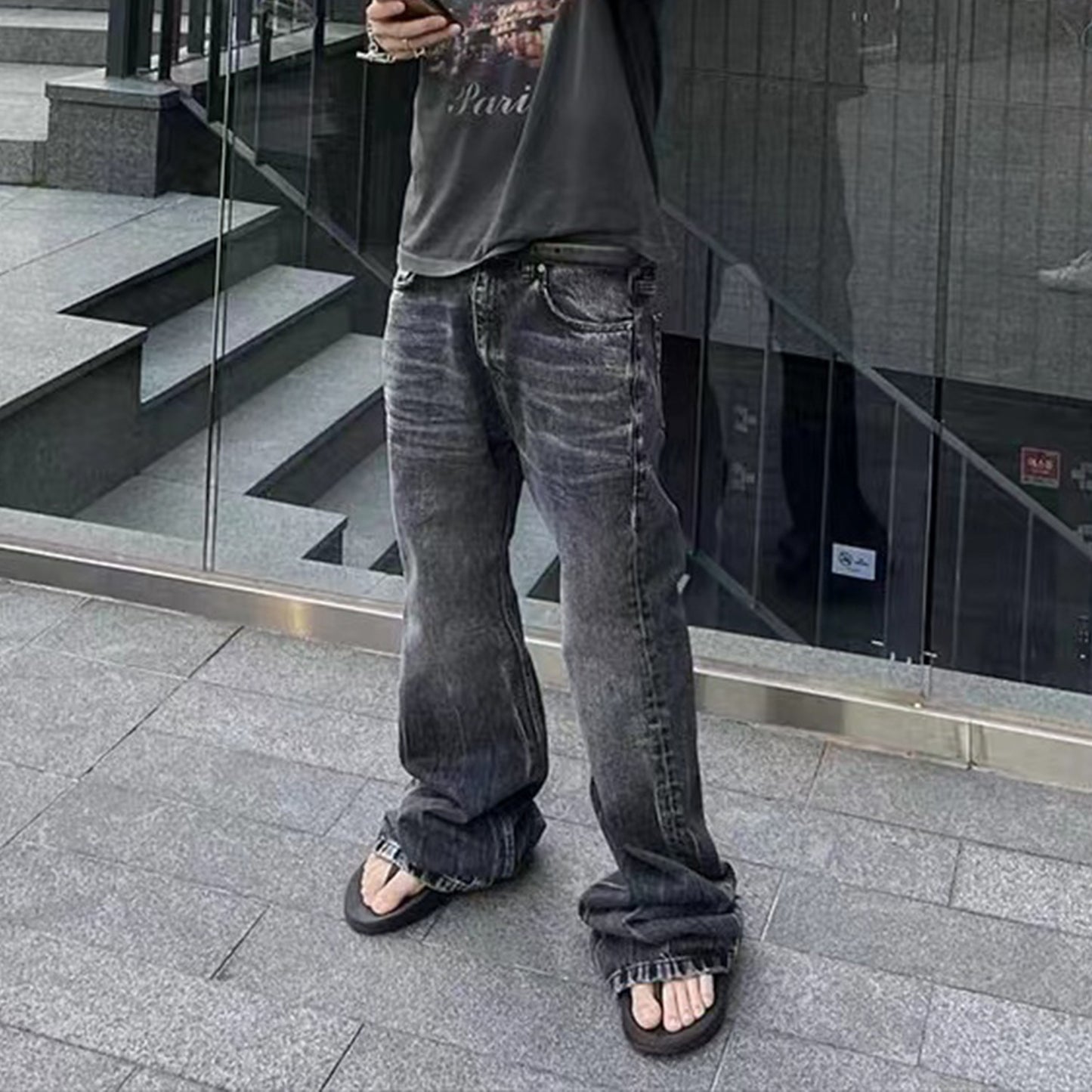 Tear‑Washed Jeans PinkLimes Trending Streetwear