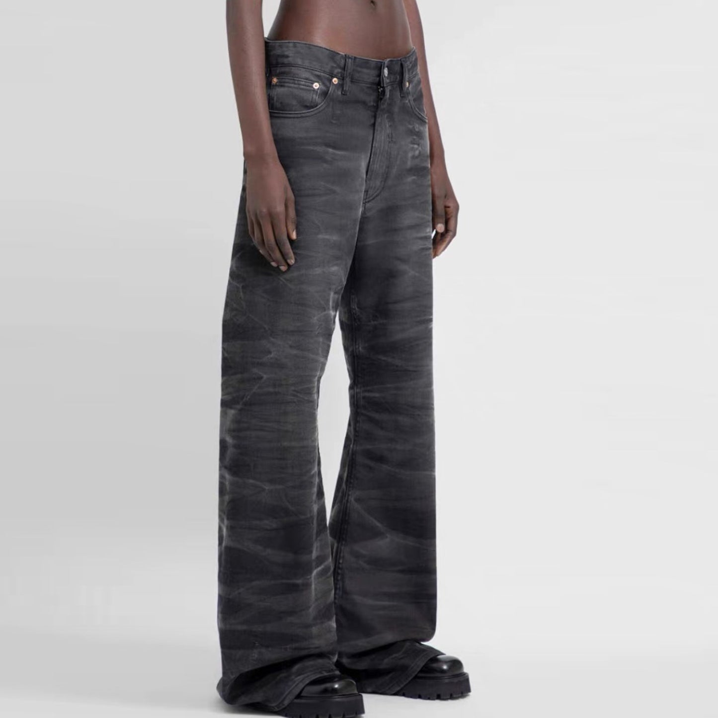 Washed Textured Water‑Corrugated Jeans PinkLimes Trending Streetwear