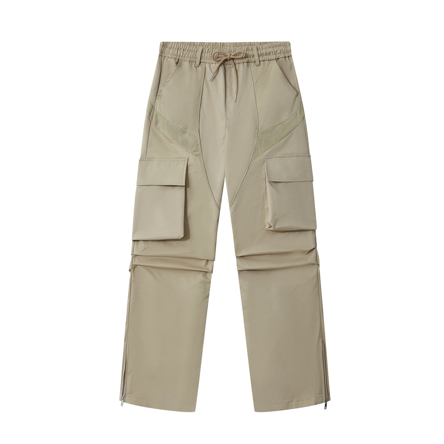 MADEEXTREME Pleated Pocket Cargo Pants Khaki PinkLimes Trending Streetwear