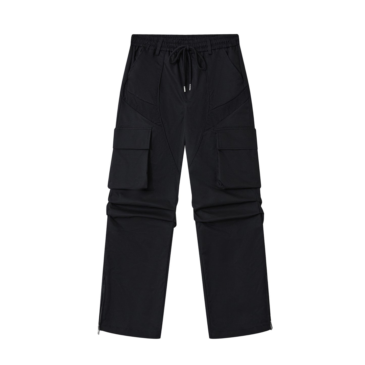 MADEEXTREME Pleated Pocket Cargo Pants Black PinkLimes Trending Streetwear