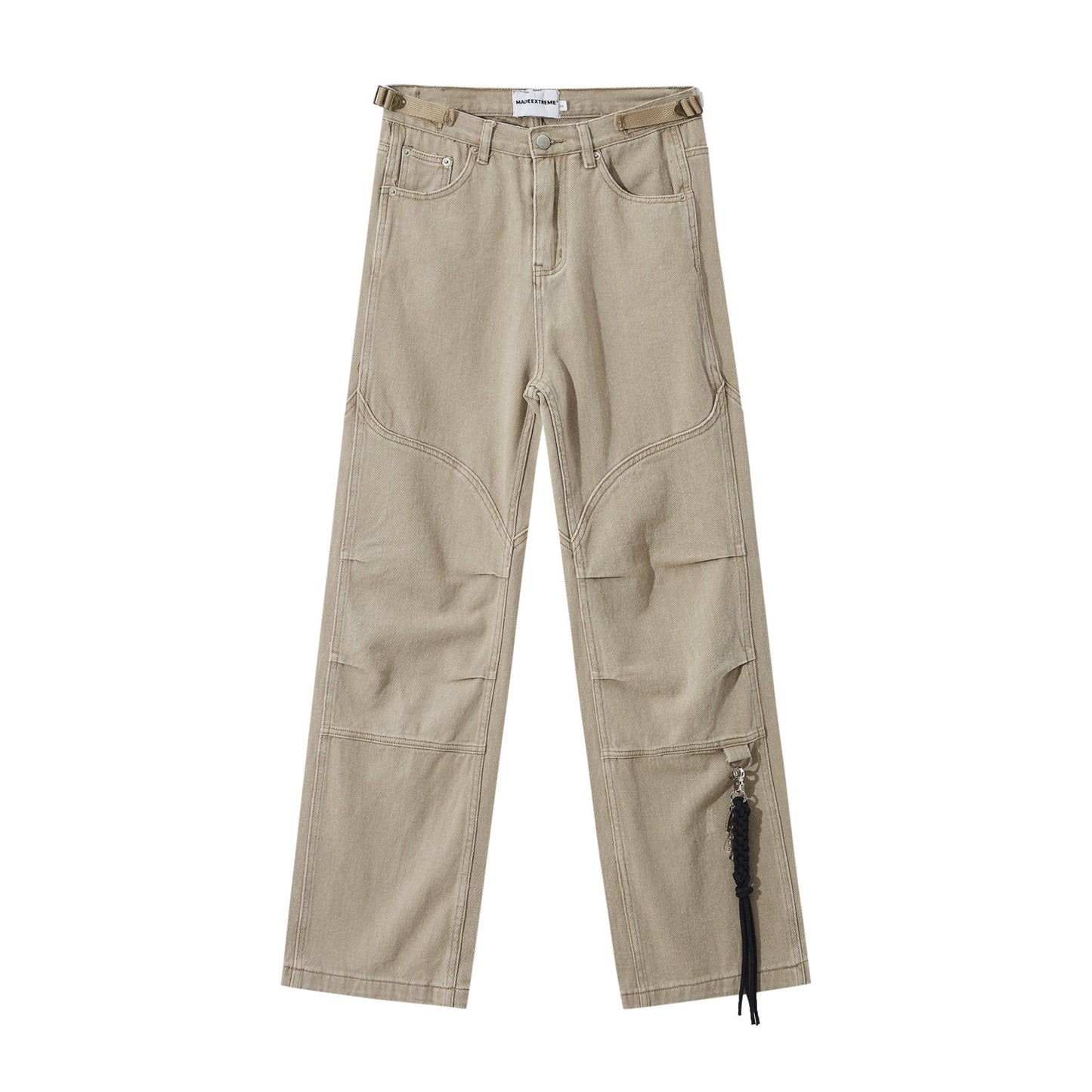 MADEEXTREME Vibe Loose Cleanfit Cargo Pants Beige PinkLimes Trending Streetwear