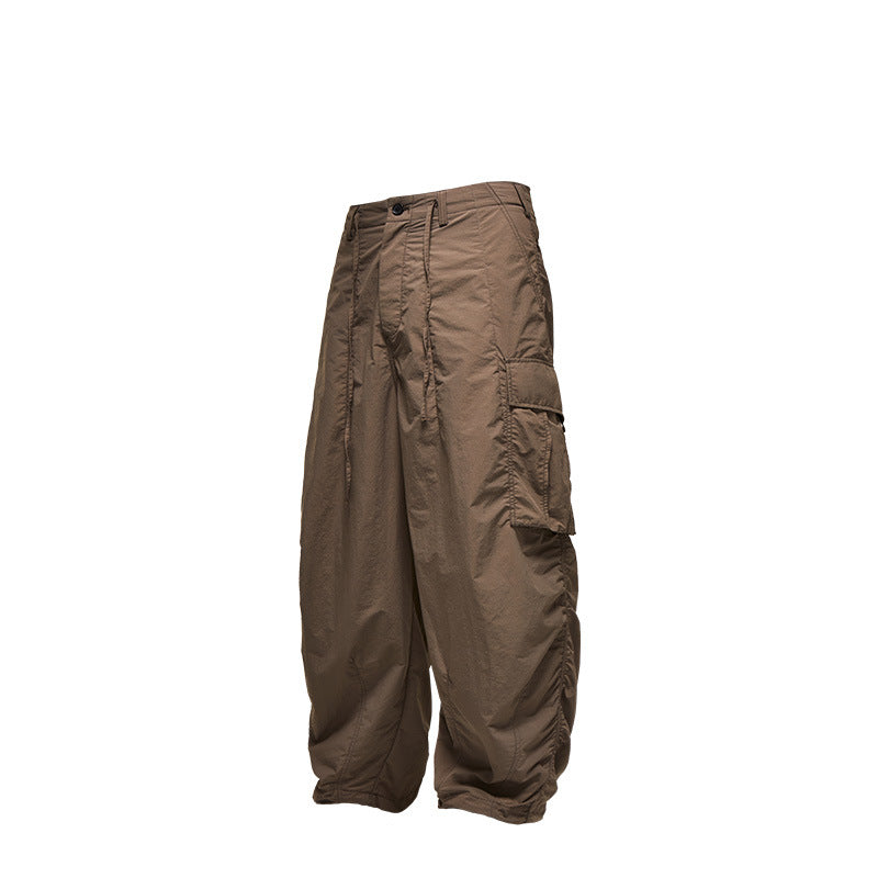 Fine Pattern Wide Leg Cargo Pants Brown PinkLimes Trending Streetwear