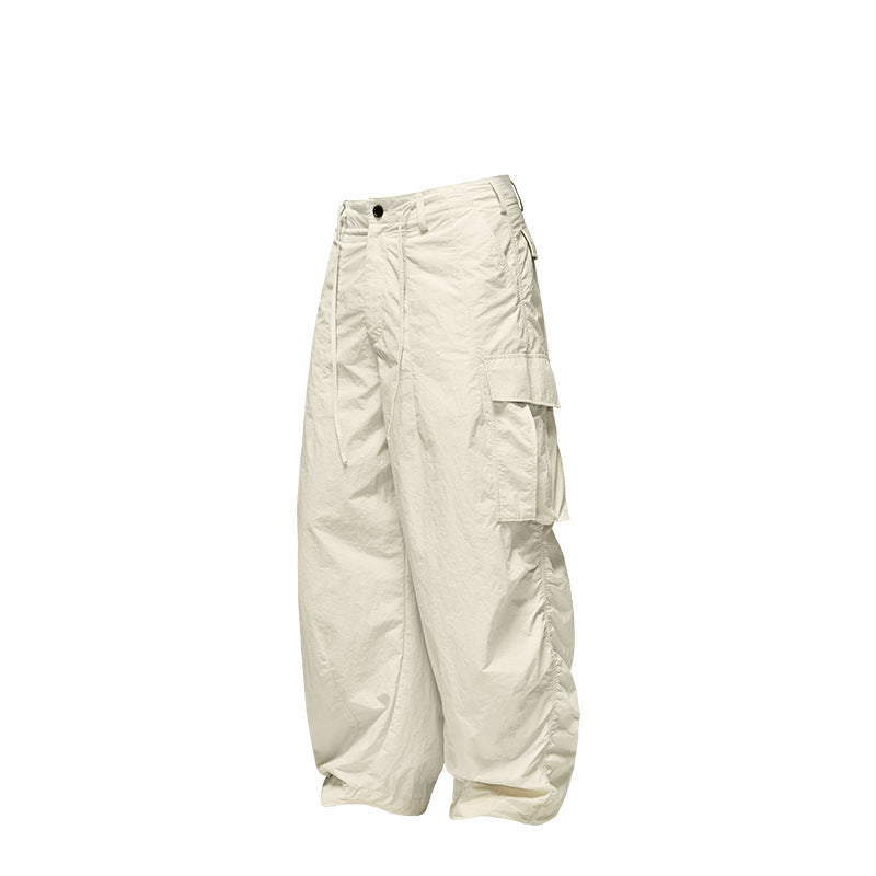 Fine Pattern Wide Leg Cargo Pants White PinkLimes Trending Streetwear
