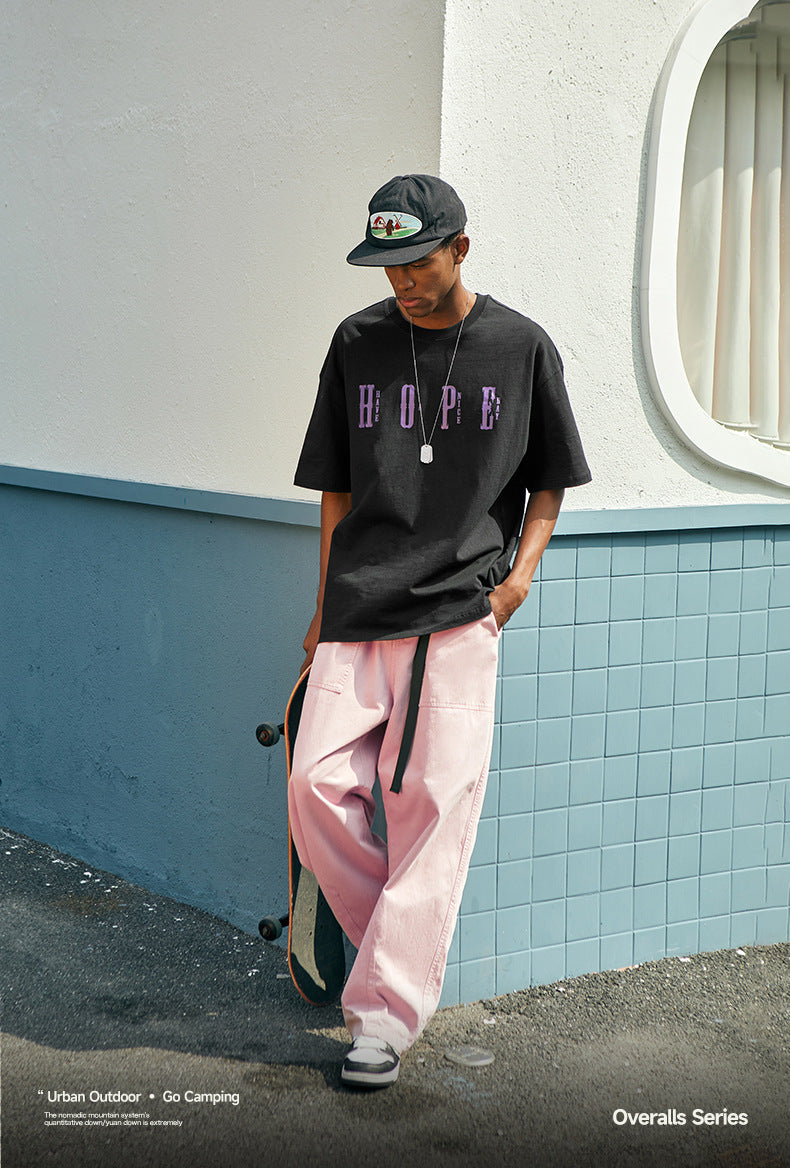 Japanese Loose Tooling Wide Leg Cargo Pants PinkLimes Trending Streetwear