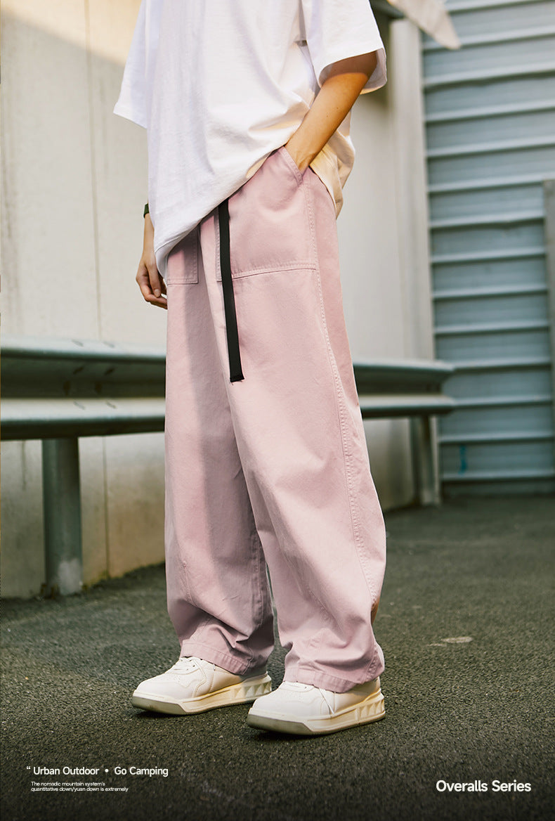 Japanese Loose Tooling Wide Leg Cargo Pants PinkLimes Trending Streetwear