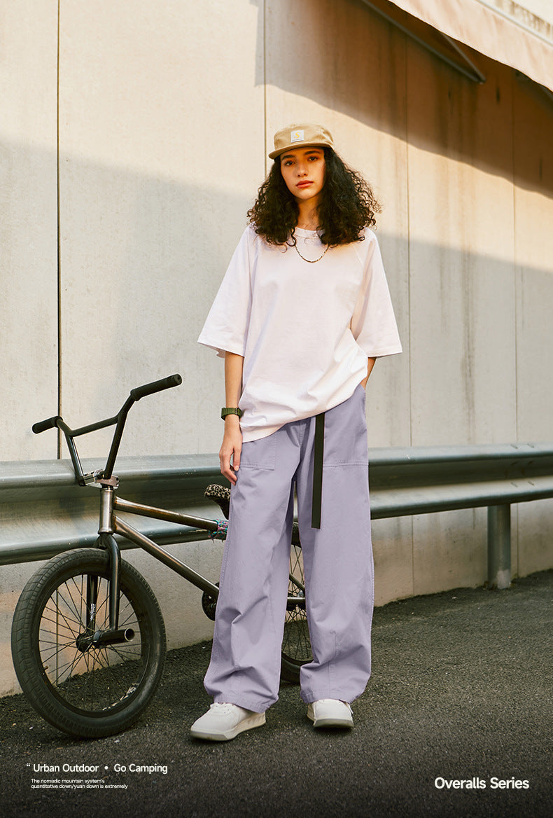 Japanese Loose Tooling Wide Leg Cargo Pants PinkLimes Trending Streetwear