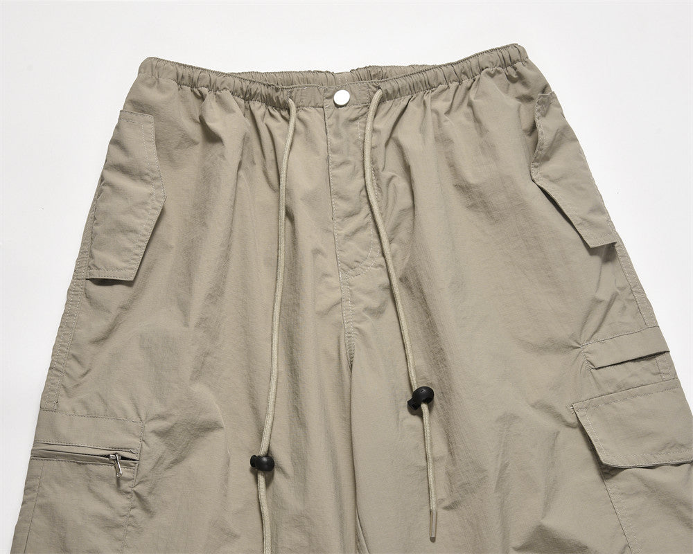 American Pleated Drawstring Cargo Pants PinkLimes Trending Streetwear