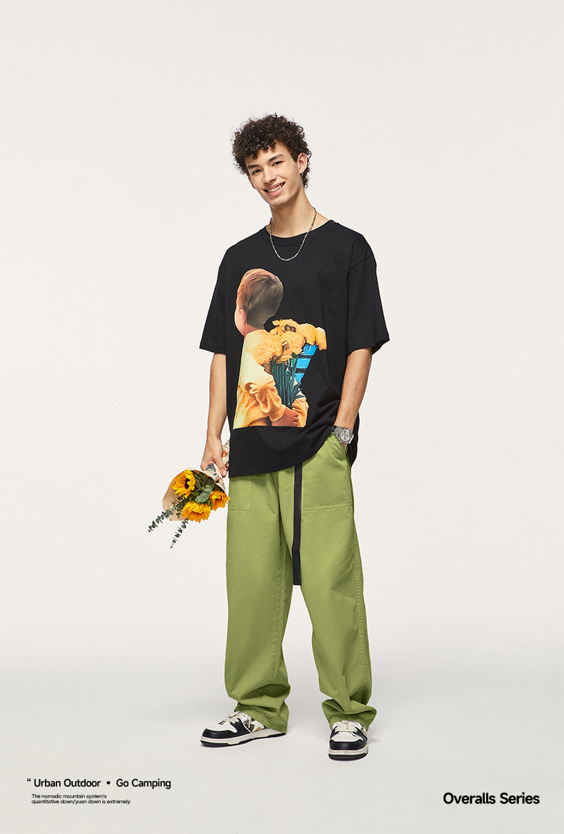 Japanese Loose Tooling Wide Leg Cargo Pants PinkLimes Trending Streetwear