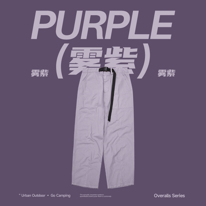 Japanese Loose Tooling Wide Leg Cargo Pants Fog Purple PinkLimes Trending Streetwear