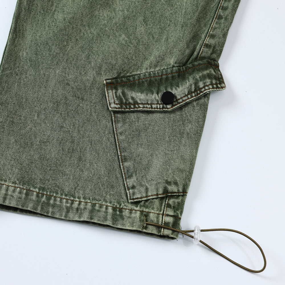Multi-Pocket Washed Wide-Leg Cargo Pants PinkLimes Trending Streetwear