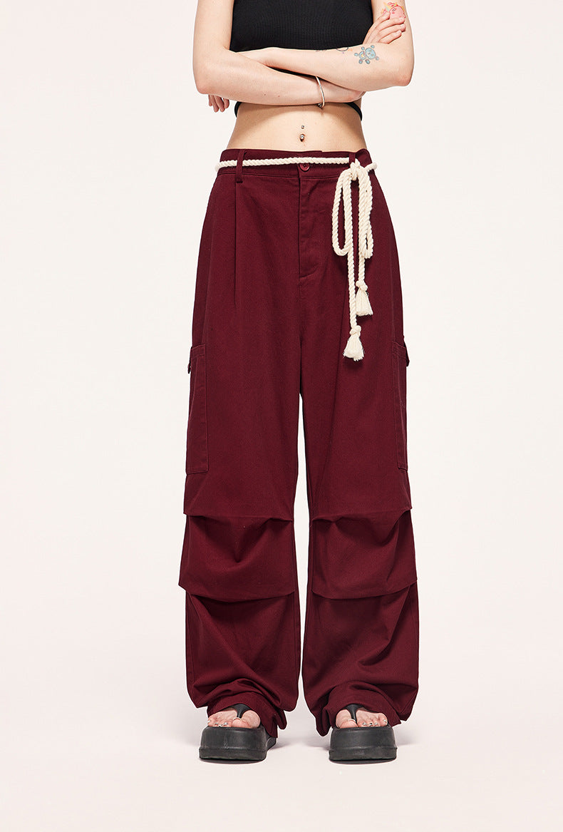 Tethered Wide-Leg Cargo Pants PinkLimes Trending Streetwear