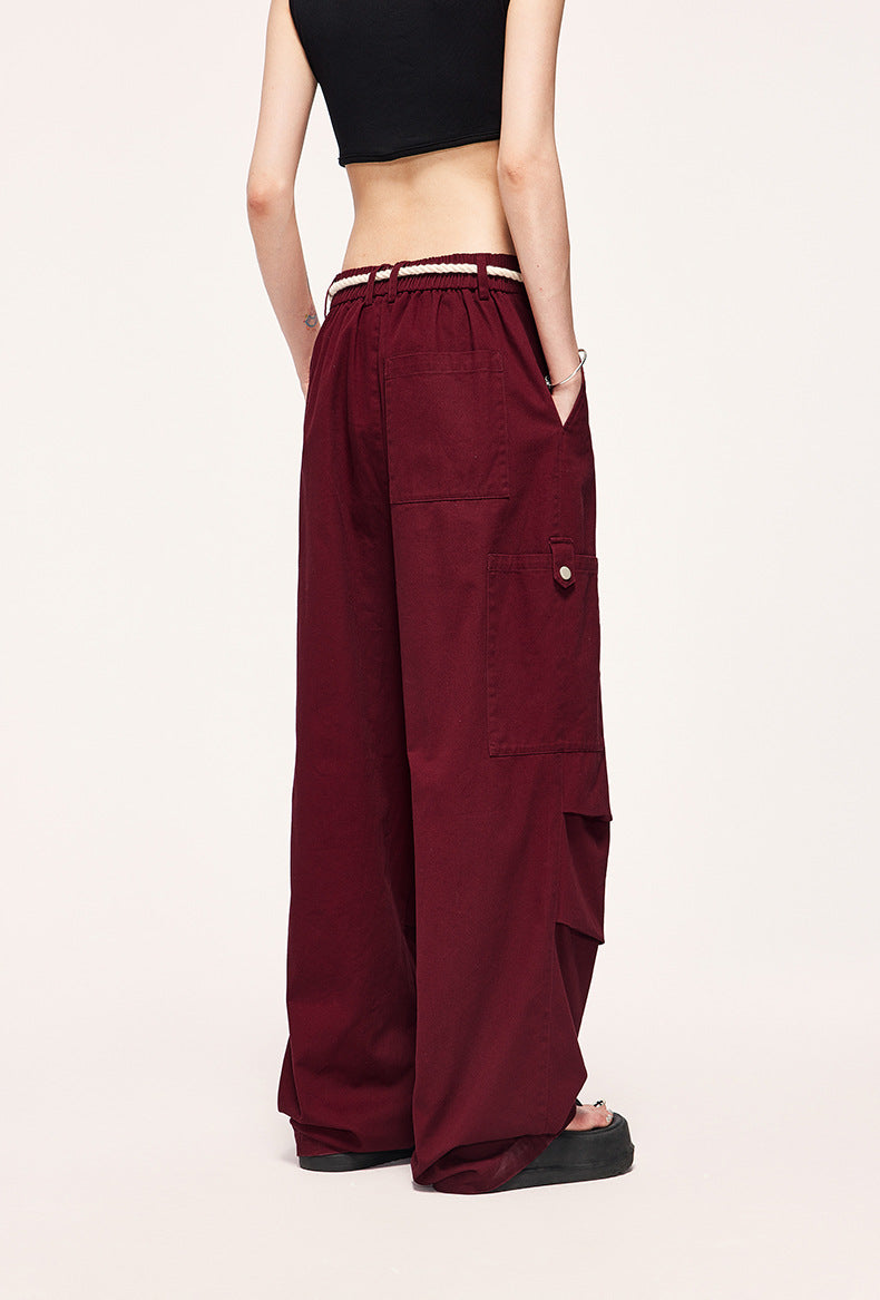 Tethered Wide-Leg Cargo Pants PinkLimes Trending Streetwear