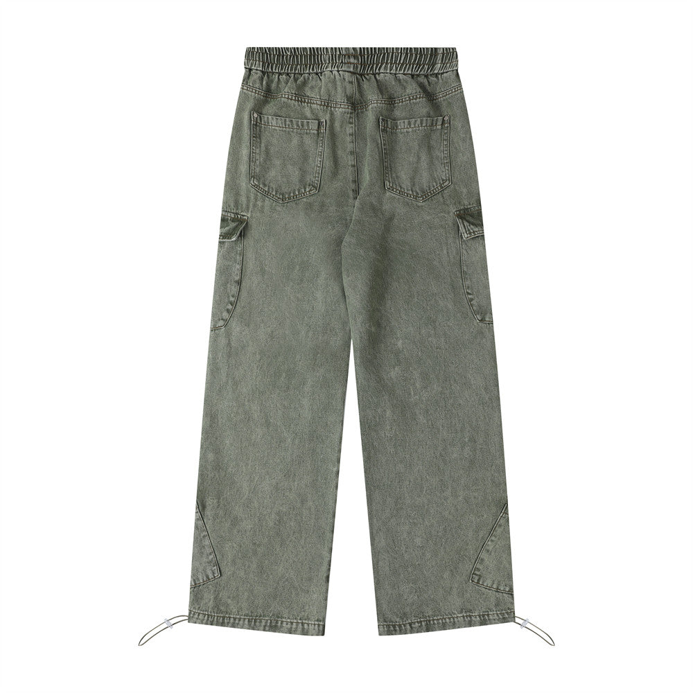 Multi-Pocket Washed Wide-Leg Cargo Pants PinkLimes Trending Streetwear