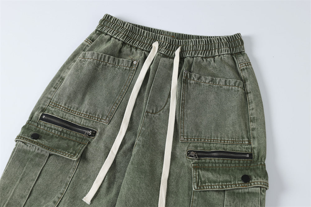 Multi-Pocket Washed Wide-Leg Cargo Pants PinkLimes Trending Streetwear