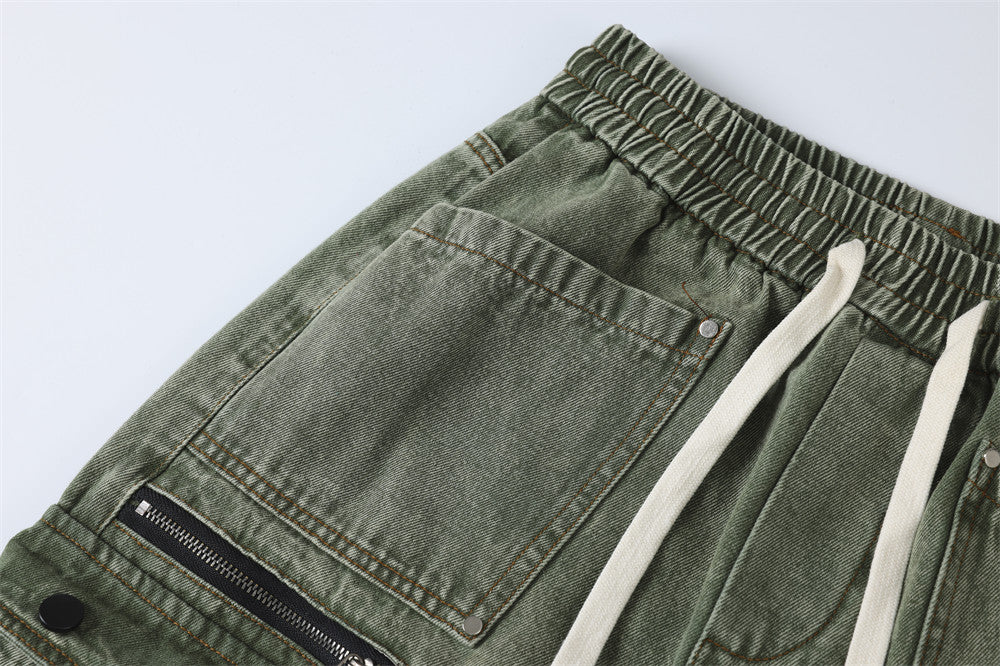 Multi-Pocket Washed Wide-Leg Cargo Pants PinkLimes Trending Streetwear