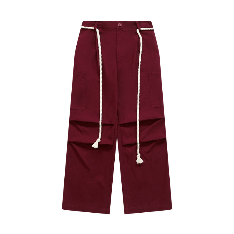 Tethered Wide-Leg Cargo Pants Auburn PinkLimes Trending Streetwear