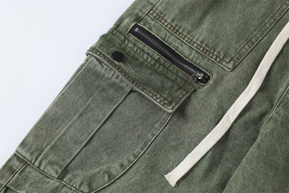 Multi-Pocket Washed Wide-Leg Cargo Pants PinkLimes Trending Streetwear