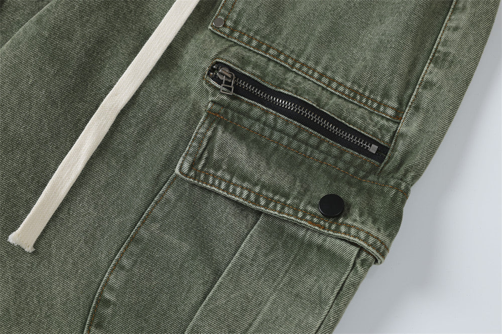 Multi-Pocket Washed Wide-Leg Cargo Pants PinkLimes Trending Streetwear