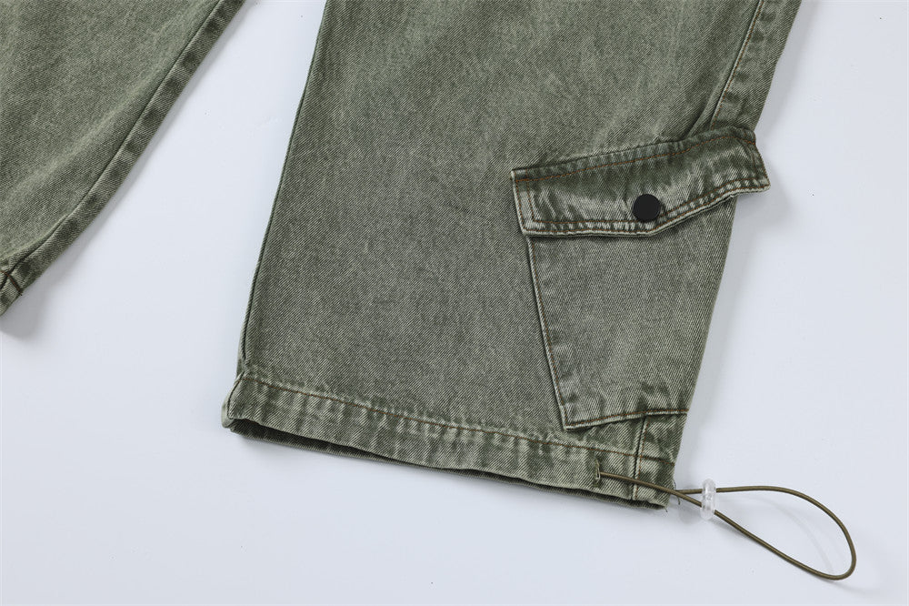 Multi-Pocket Washed Wide-Leg Cargo Pants PinkLimes Trending Streetwear