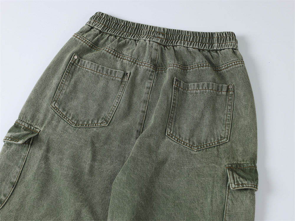 Multi-Pocket Washed Wide-Leg Cargo Pants PinkLimes Trending Streetwear