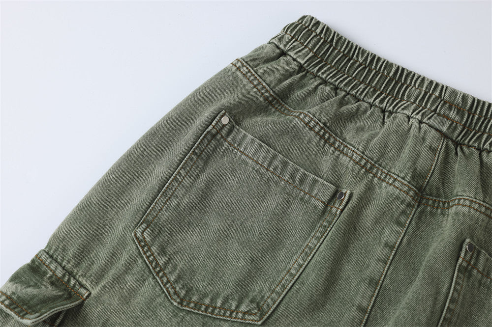 Multi-Pocket Washed Wide-Leg Cargo Pants PinkLimes Trending Streetwear