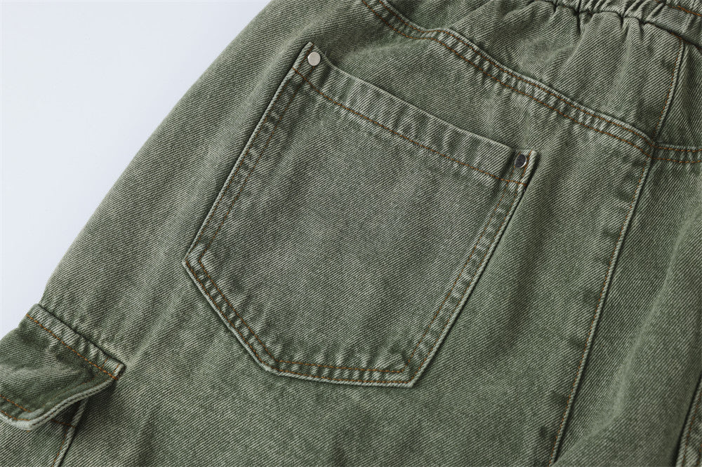 Multi-Pocket Washed Wide-Leg Cargo Pants PinkLimes Trending Streetwear