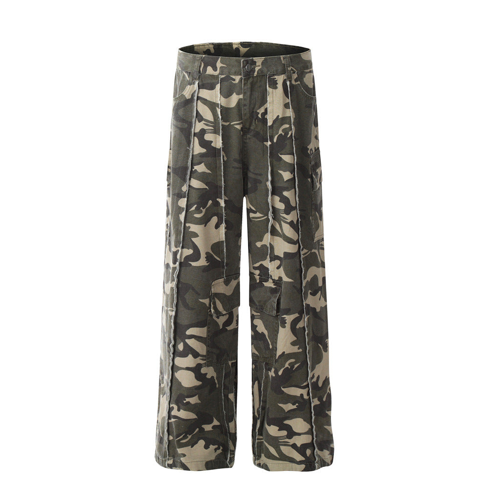 Wide-Leg Camouflage Cargo Pants Camouflage PinkLimes Trending Streetwear