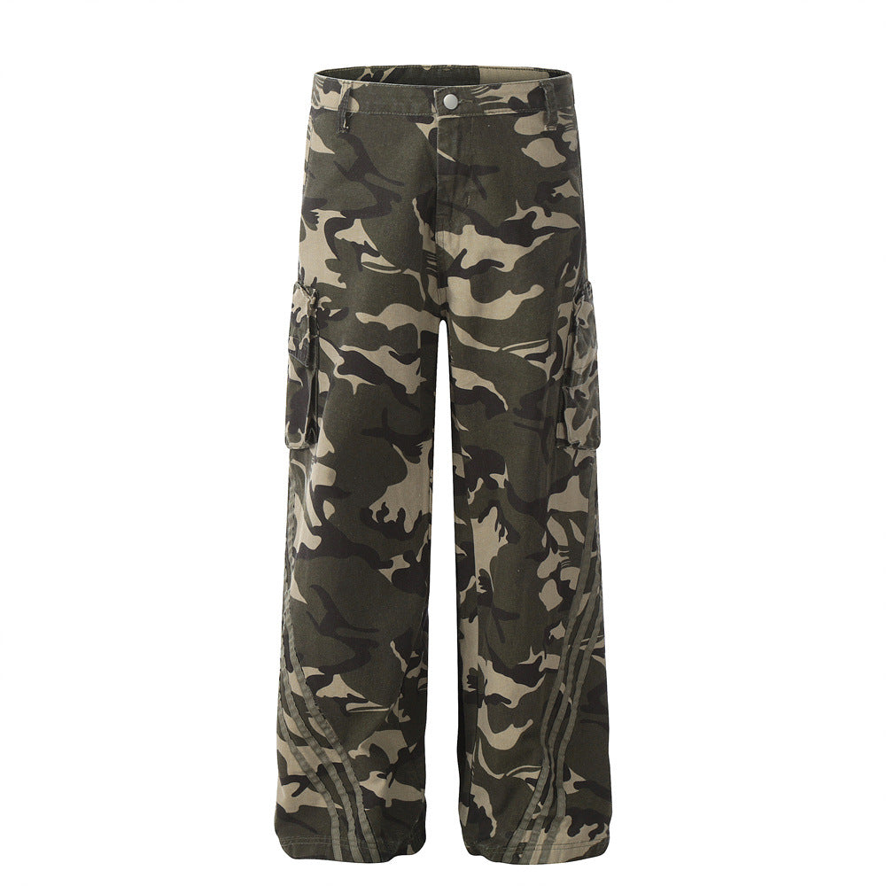 Striped Camouflage Loose Cargo Pants Camouflage PinkLimes Trending Streetwear