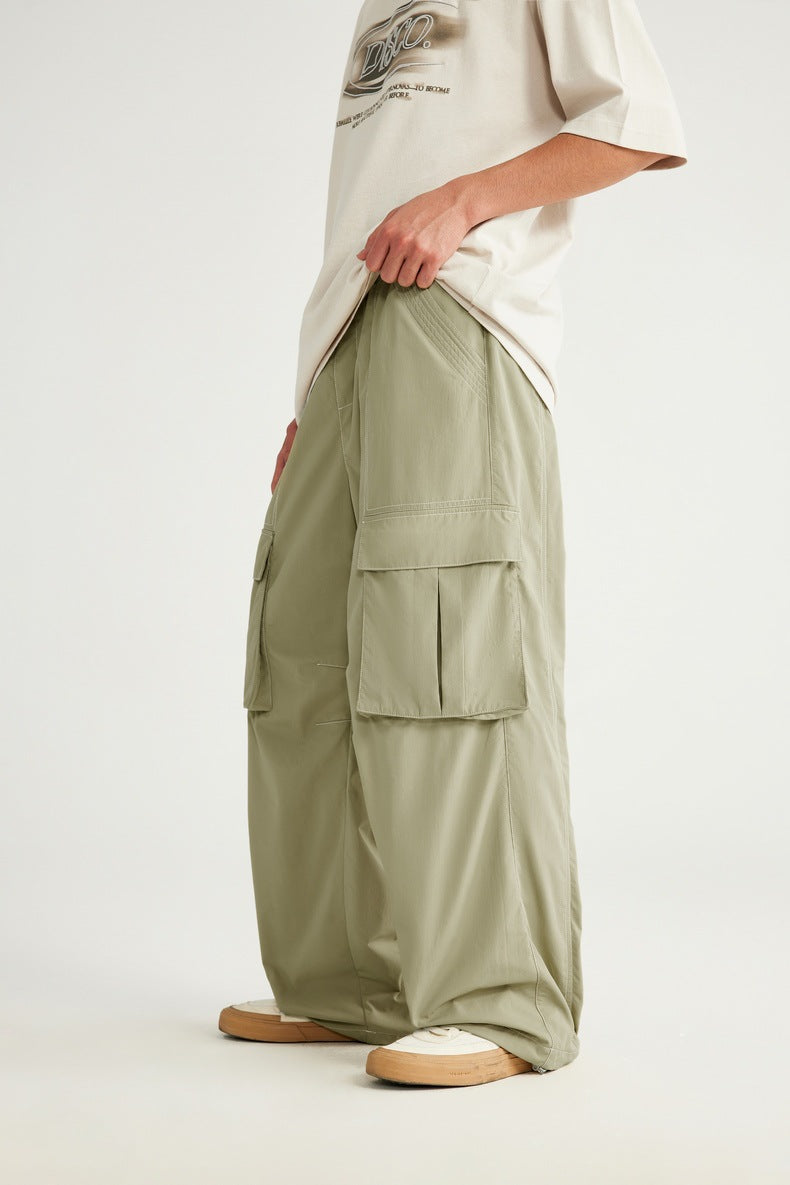 Rainproof Ming Line Wide Leg Cargo Pants PinkLimes Trending Streetwear
