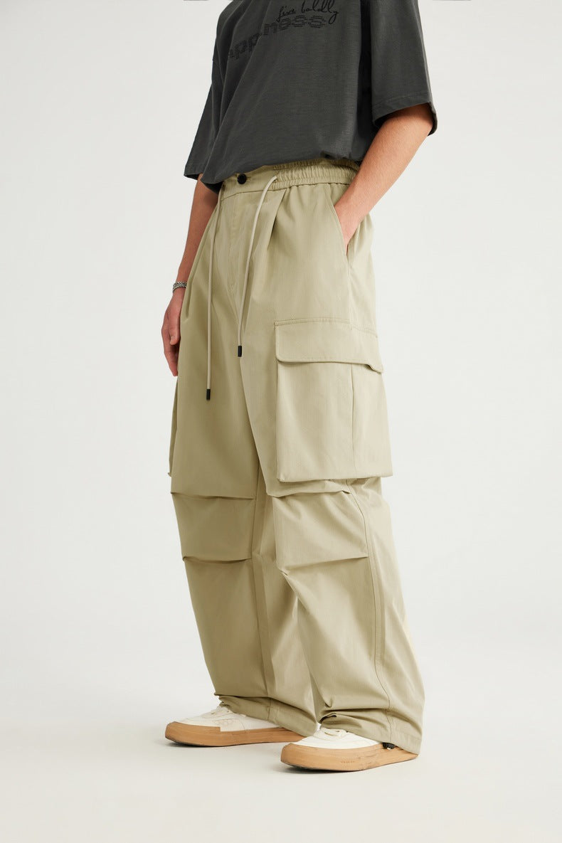Herringbone Parachute Wide Leg Cargo Pants PinkLimes Trending Streetwear
