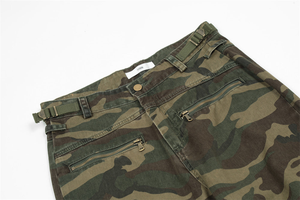 Camouflage Pleated Cargo Pants PinkLimes Trending Streetwear